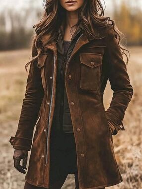 This New Women's Retro-Style Elegant Suede Casual Jacket
